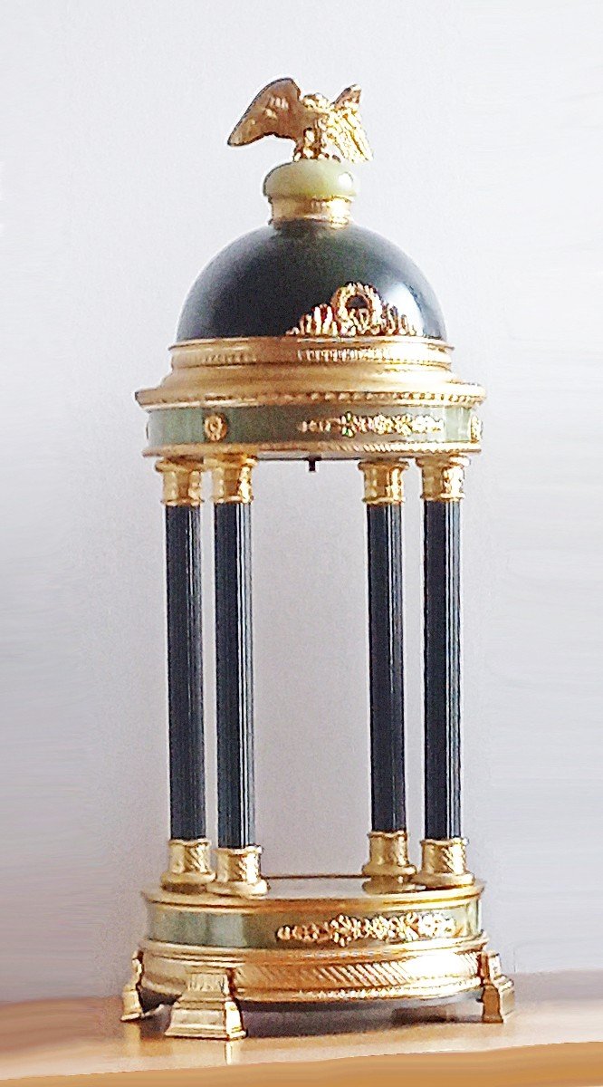 Temple In Gilt Bronze And Onyx H 50cm