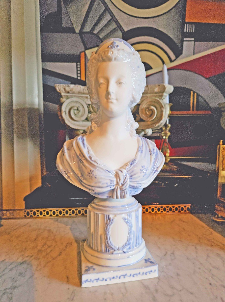  Bust Of Marie Antoinette Biscuit Porcelain-photo-3