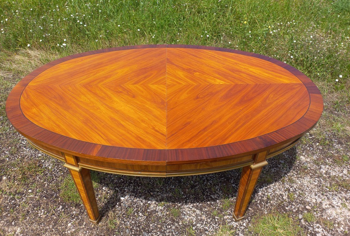 Important Oval Table 5 Extensions In Marquetry And Gilt Bronze-photo-4