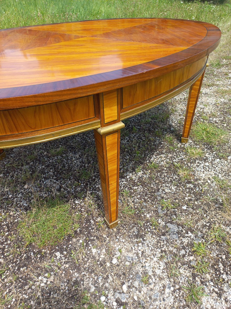 Important Oval Table 5 Extensions In Marquetry And Gilt Bronze-photo-5