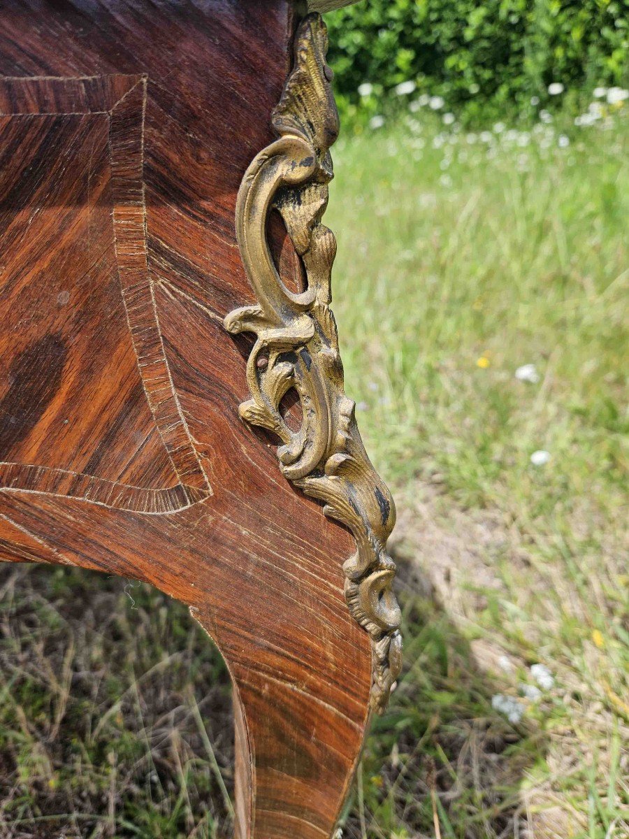 Louis XV Desk In Violet Wood And Gilt Bronze In Ingotière-photo-2