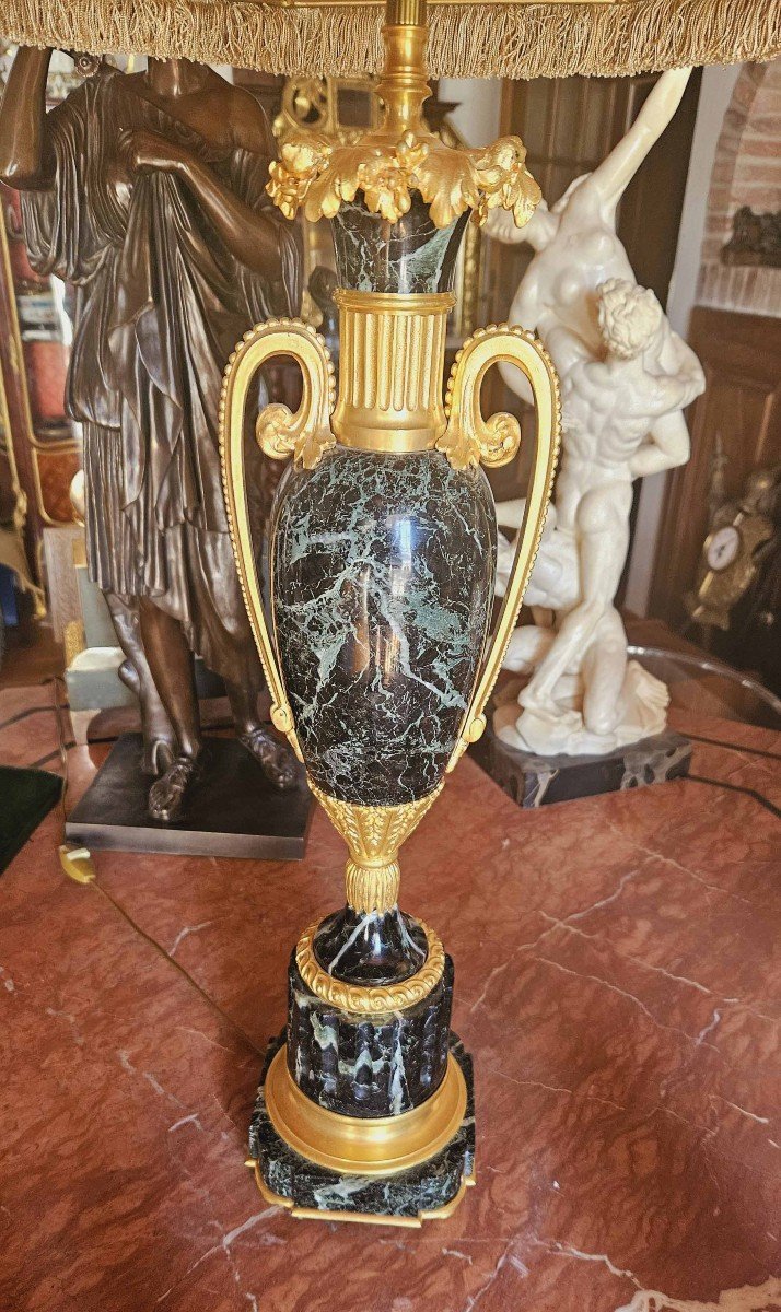 Important Louis XVI Lamp Marble And Gilded Bronze Height 98 Cm-photo-3