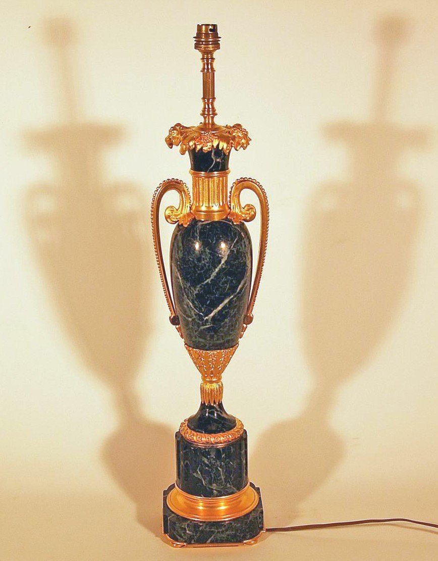 Important Louis XVI Lamp Marble And Gilded Bronze Height 98 Cm-photo-1