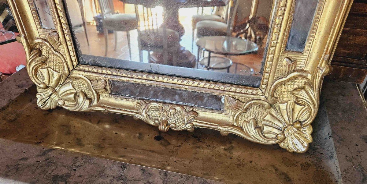 18th Century Gilded Wooden Mirror With Glazing Beads 50x96 Cm-photo-4