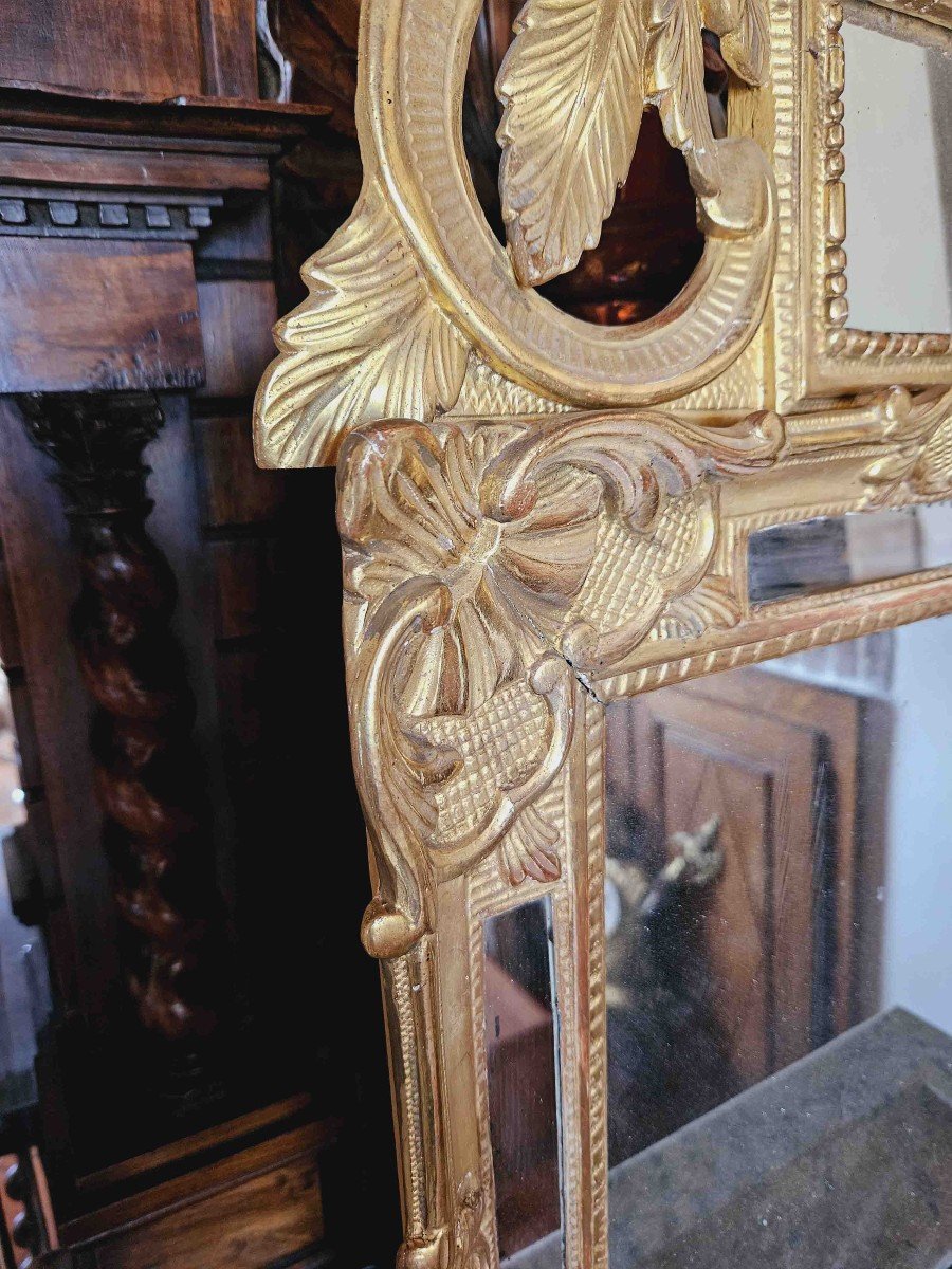 18th Century Gilded Wooden Mirror With Glazing Beads 50x96 Cm-photo-4