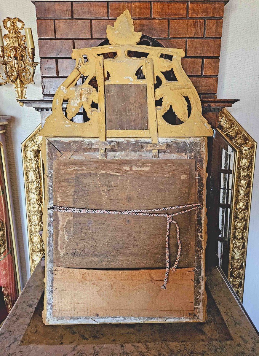 18th Century Gilded Wooden Mirror With Glazing Beads 50x96 Cm-photo-6