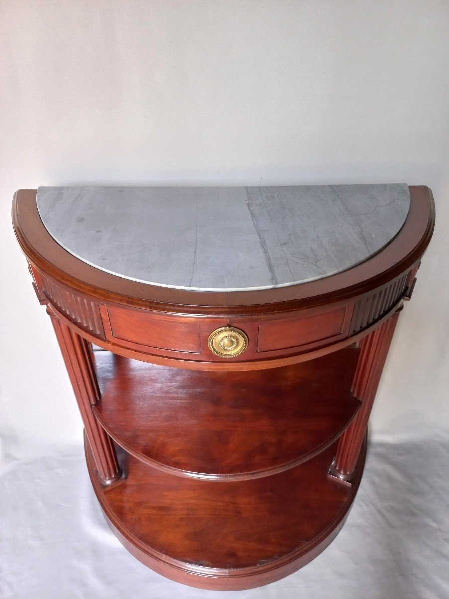 Louis XVI Half-moon Console In Mahogany 19th Century-photo-2