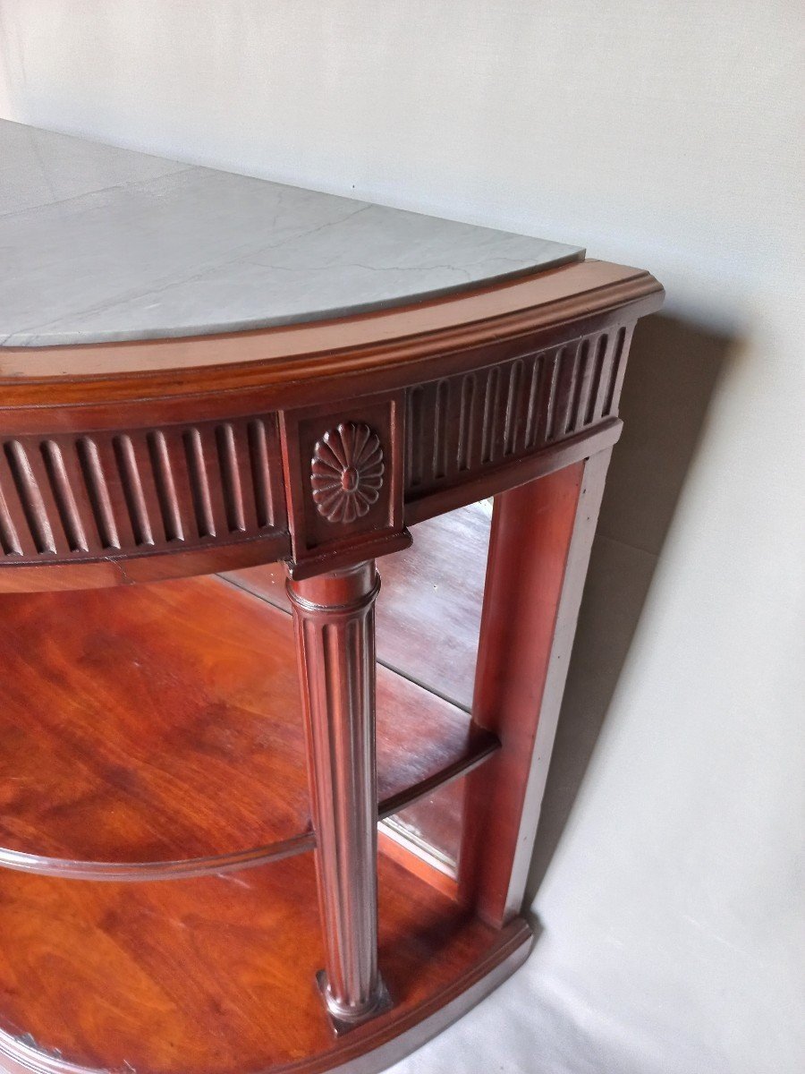 Louis XVI Half-moon Console In Mahogany 19th Century-photo-3