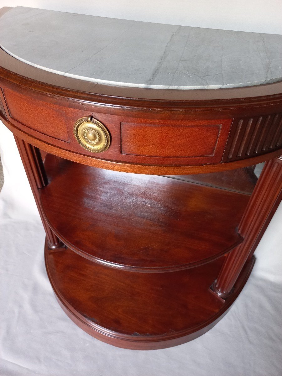 Louis XVI Half-moon Console In Mahogany 19th Century-photo-1