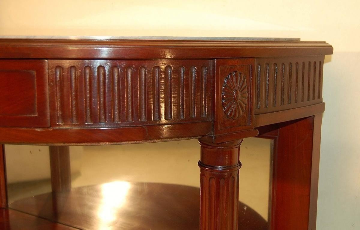 Louis XVI Half-moon Console In Mahogany 19th Century-photo-3