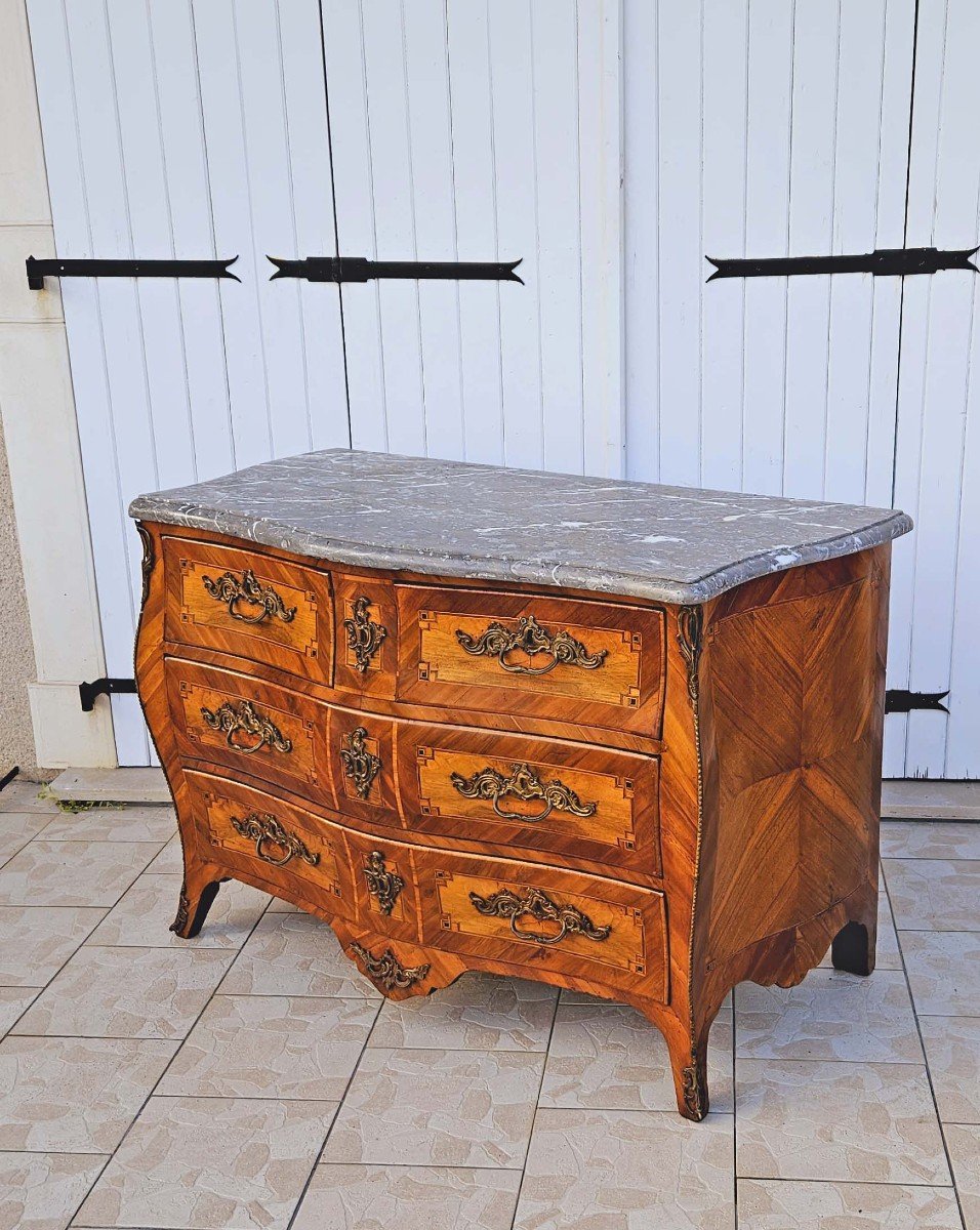 Curved Chest Of Drawers With All Sides, Louis XV Period-photo-3