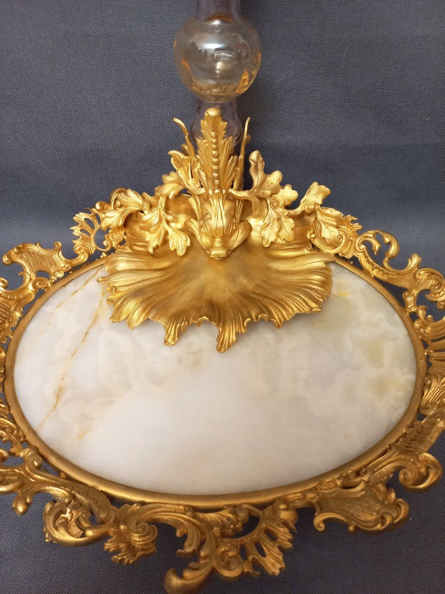 Important Centerpiece In Gilded Bronze And Enameled Glass-photo-2