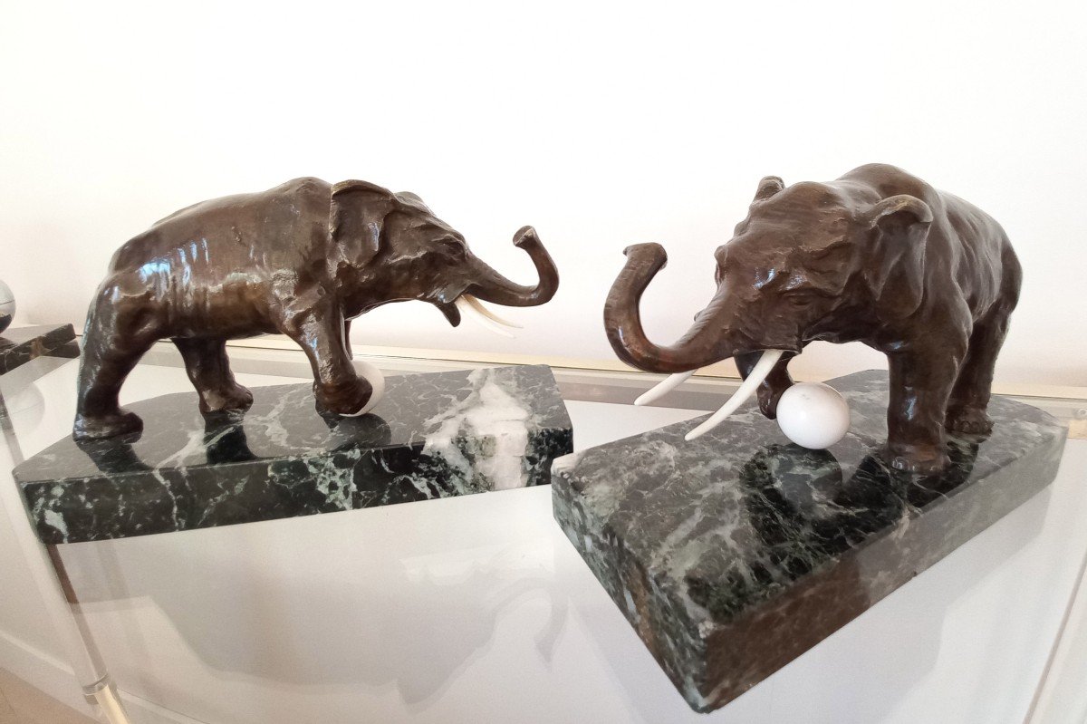 Bronze Elephants Art Deco Bookends-photo-8