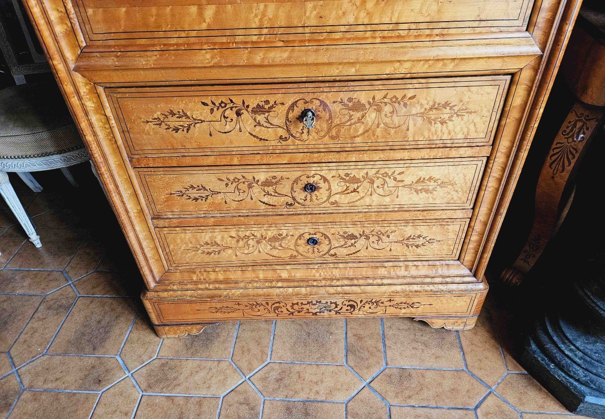 Secretary In Light Wood With Marquetry From The Charles X Period-photo-2