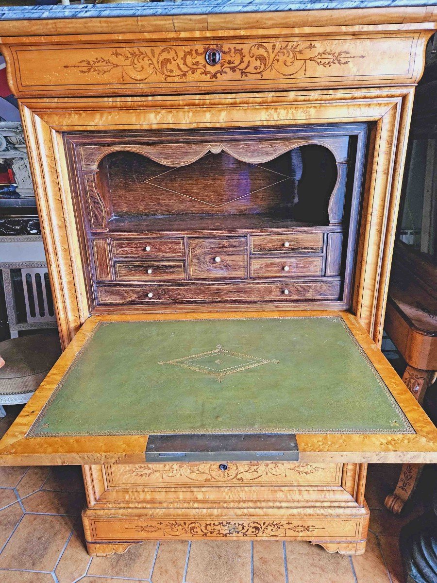 Secretary In Light Wood With Marquetry From The Charles X Period-photo-3