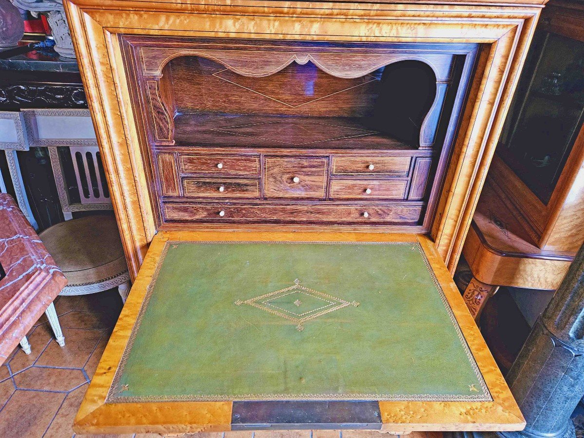 Secretary In Light Wood With Marquetry From The Charles X Period-photo-3