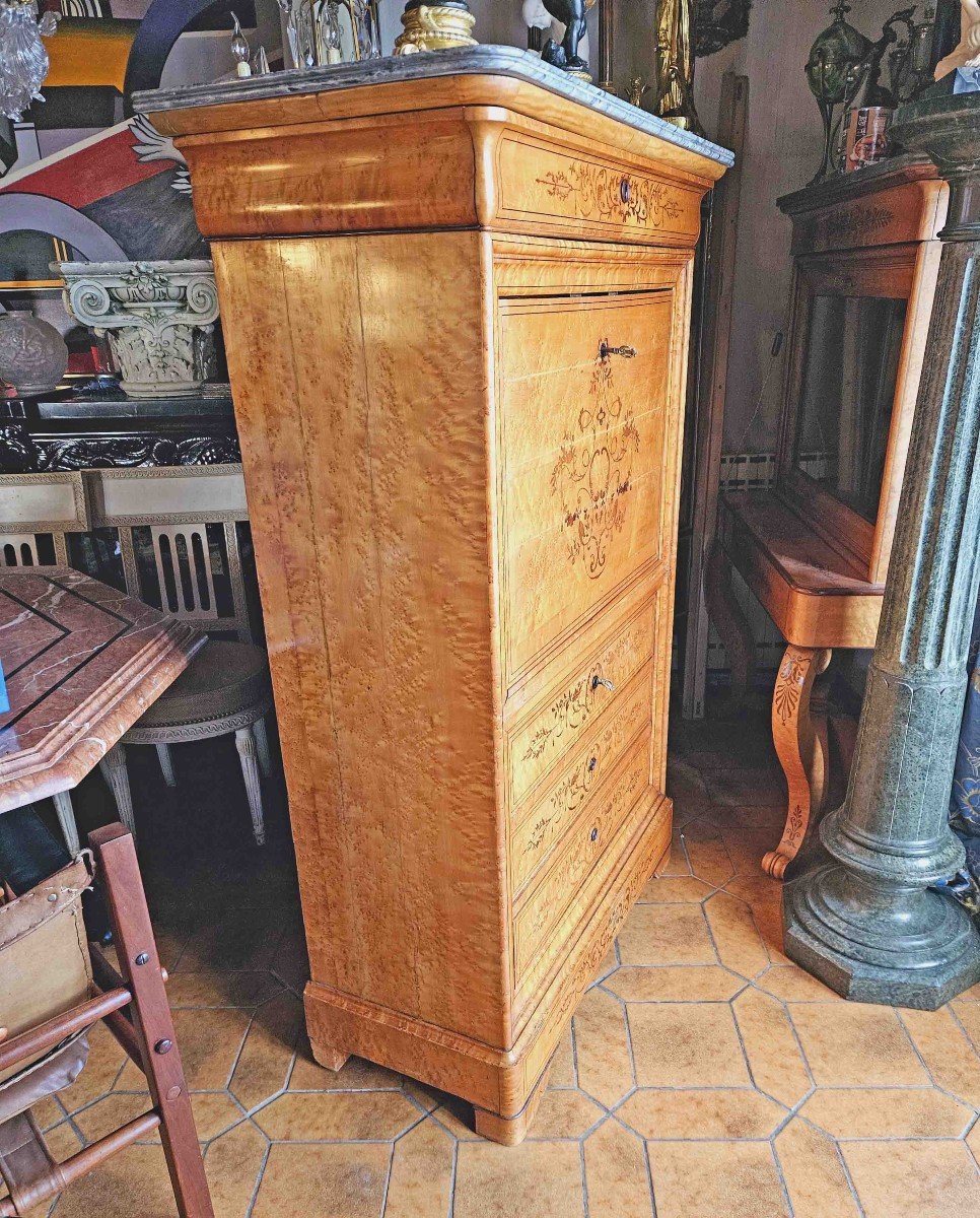 Secretary In Light Wood With Marquetry From The Charles X Period-photo-4