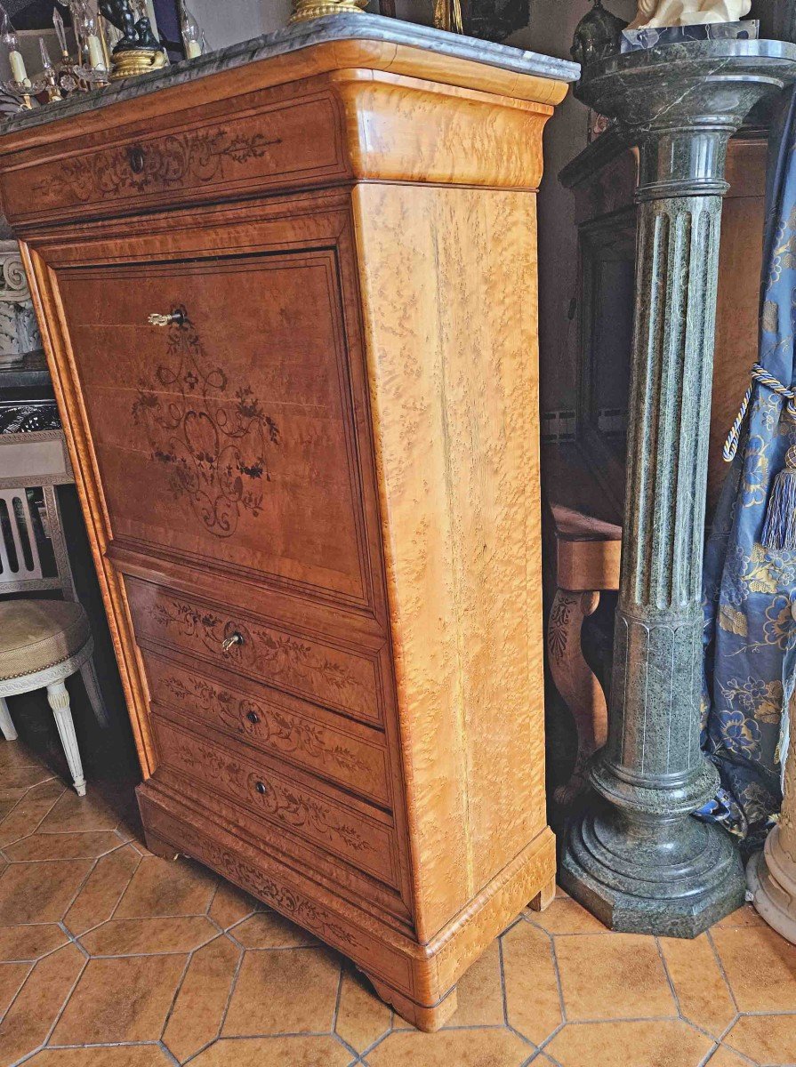 Secretary In Light Wood With Marquetry From The Charles X Period-photo-6