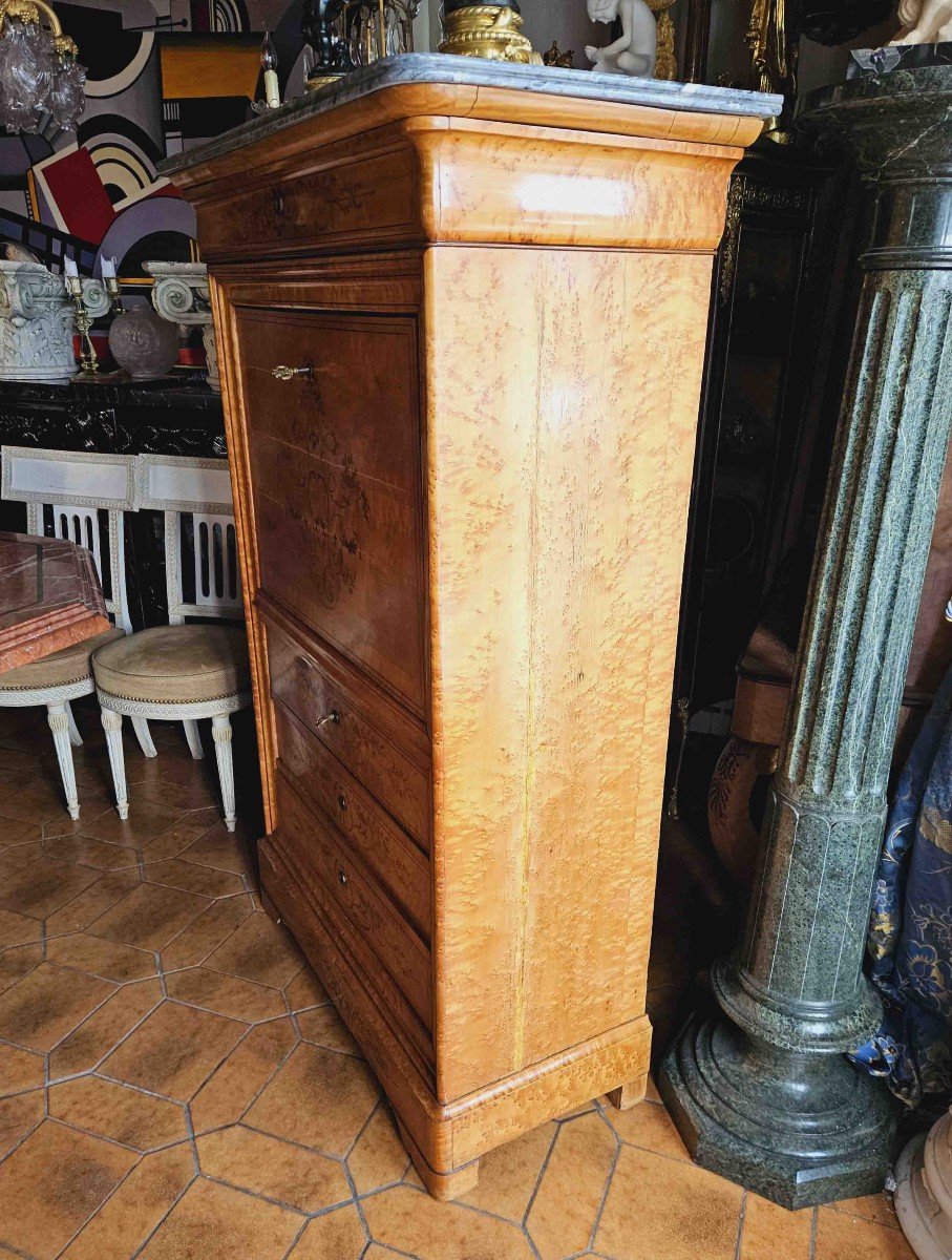 Secretary In Light Wood With Marquetry From The Charles X Period-photo-7