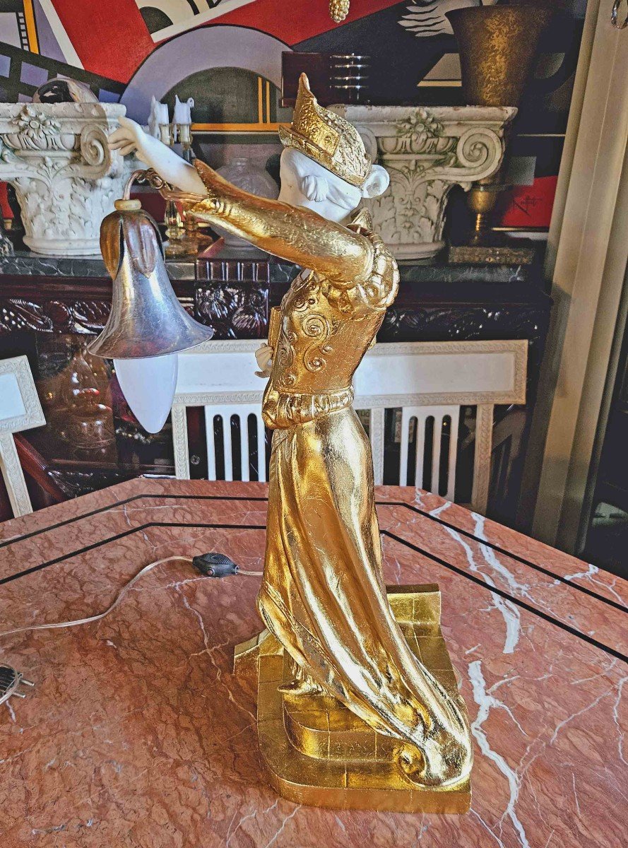 Grande Lampe d'époque Art Nouveau-photo-2