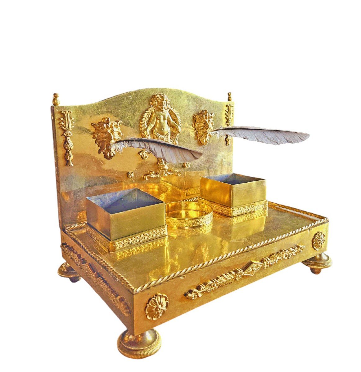 Empire Period Gilt Bronze Desk Set