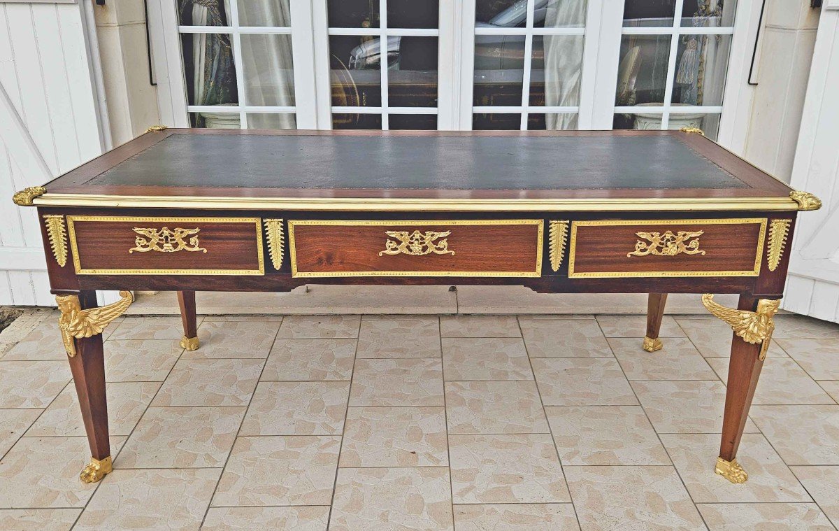 Large St Empire Flat Desk With Ingot Mold And Gilt Bronze-photo-3