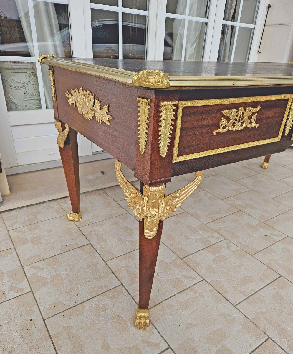 Large St Empire Flat Desk With Ingot Mold And Gilt Bronze-photo-4