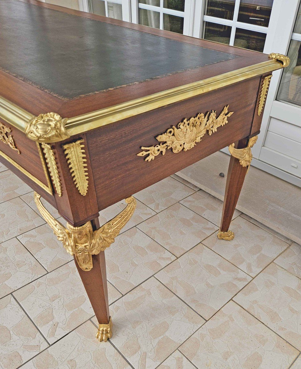 Large St Empire Flat Desk With Ingot Mold And Gilt Bronze-photo-2