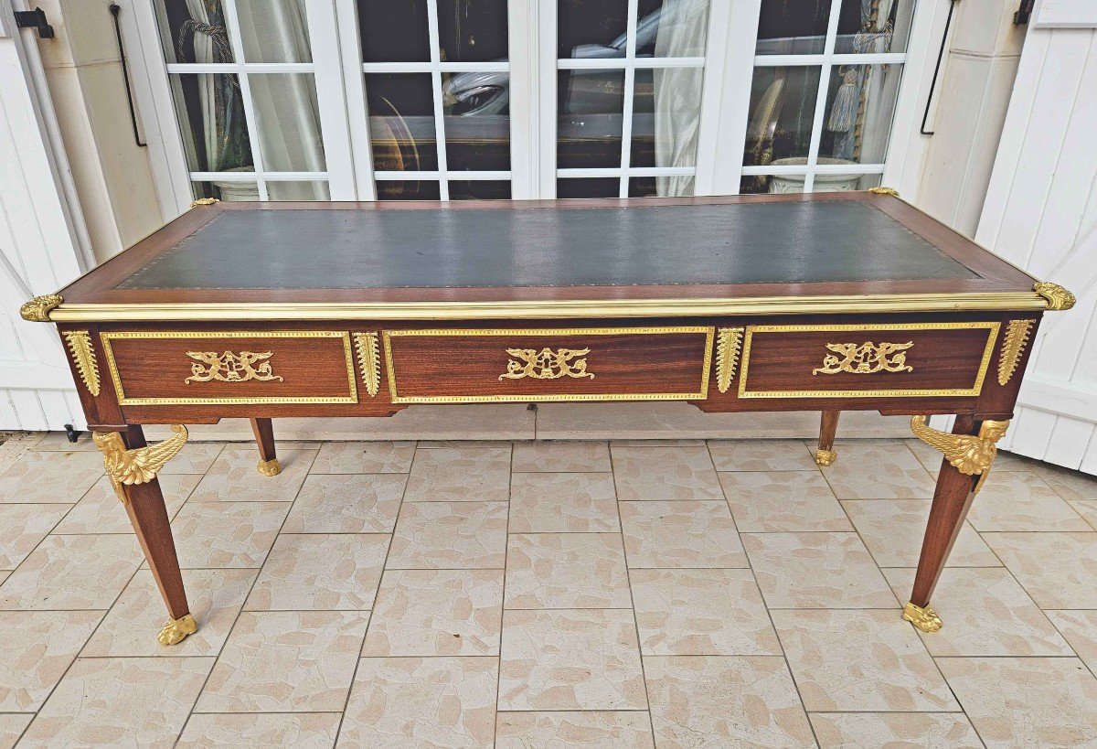 Large St Empire Flat Desk With Ingot Mold And Gilt Bronze-photo-5