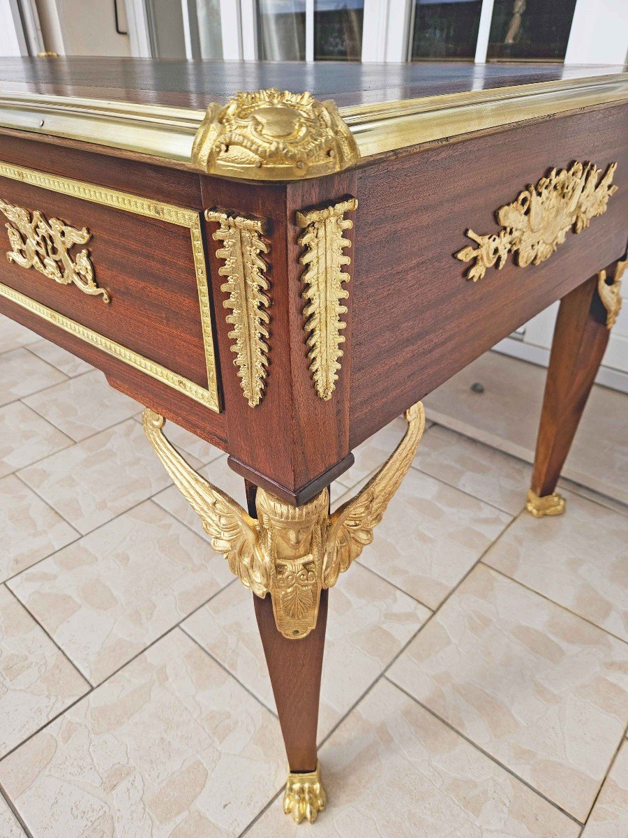 Large St Empire Flat Desk With Ingot Mold And Gilt Bronze-photo-8