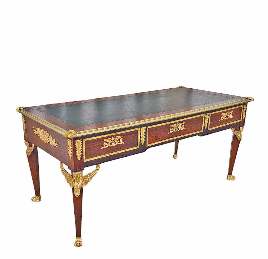 Large St Empire Flat Desk With Ingot Mold And Gilt Bronze