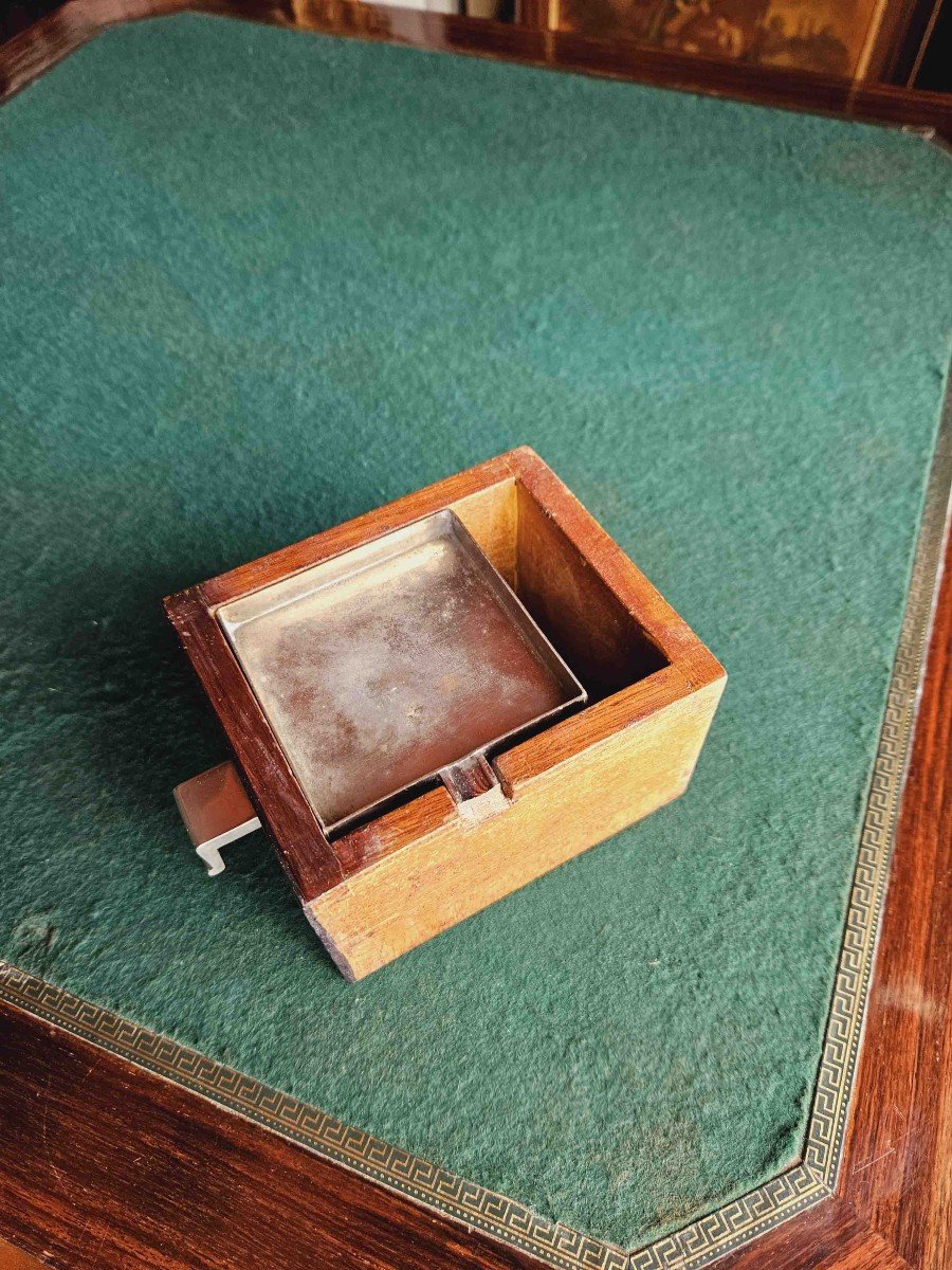 Art Deco Period Games Table In Rosewood And Nickel-plated Bronze-photo-3