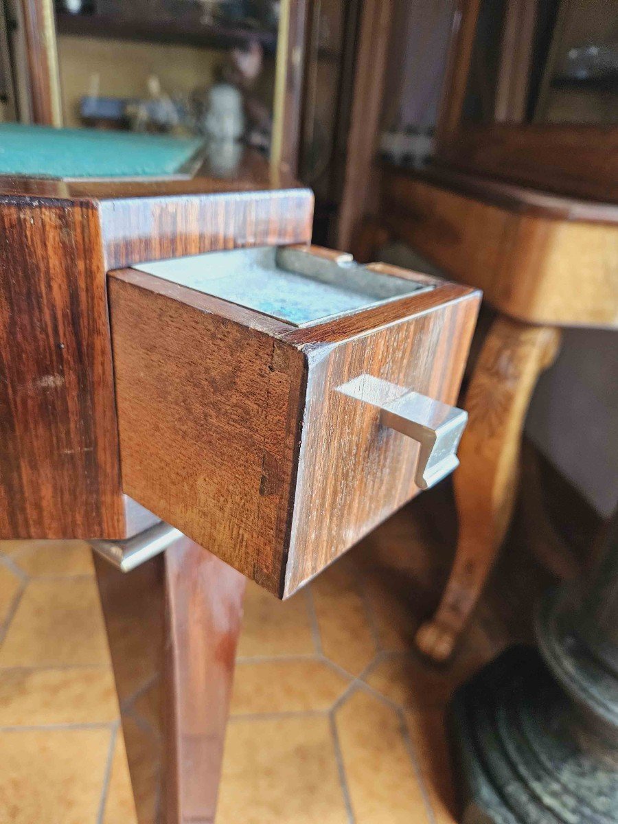 Art Deco Period Games Table In Rosewood And Nickel-plated Bronze-photo-8