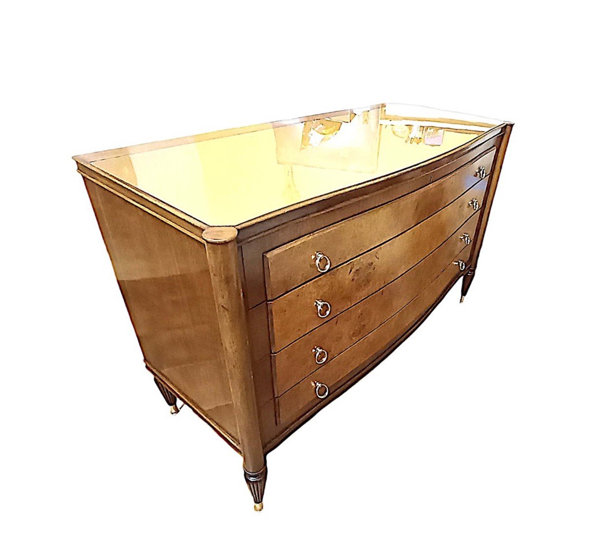 Art Deco Curved Chest Of Drawers In Elm Burl And Walnut -photo-6