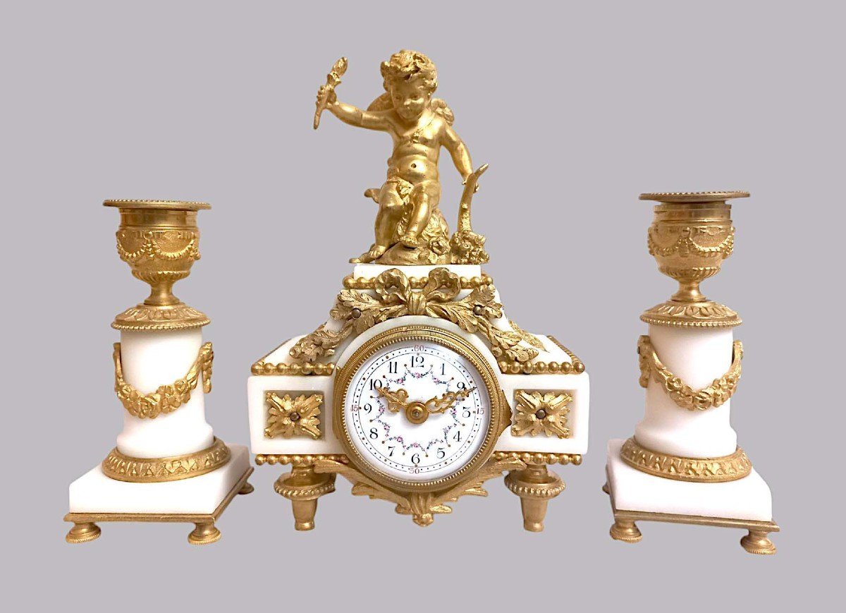 Boudoir Clock And Its Candlesticks