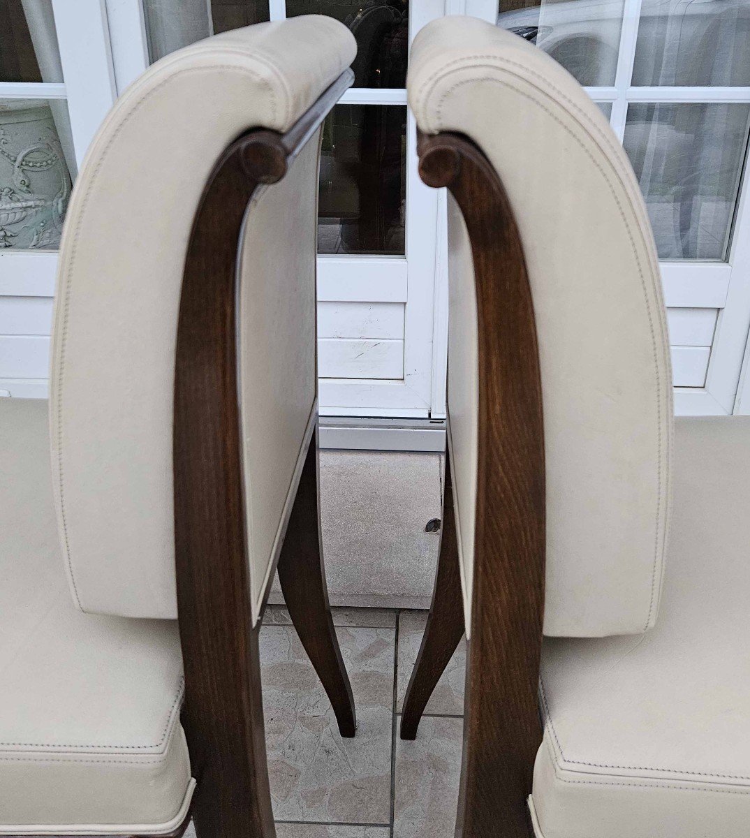 4 "drouant" Leather Chairs Model By Jacques-emile Ruhlmann-photo-2