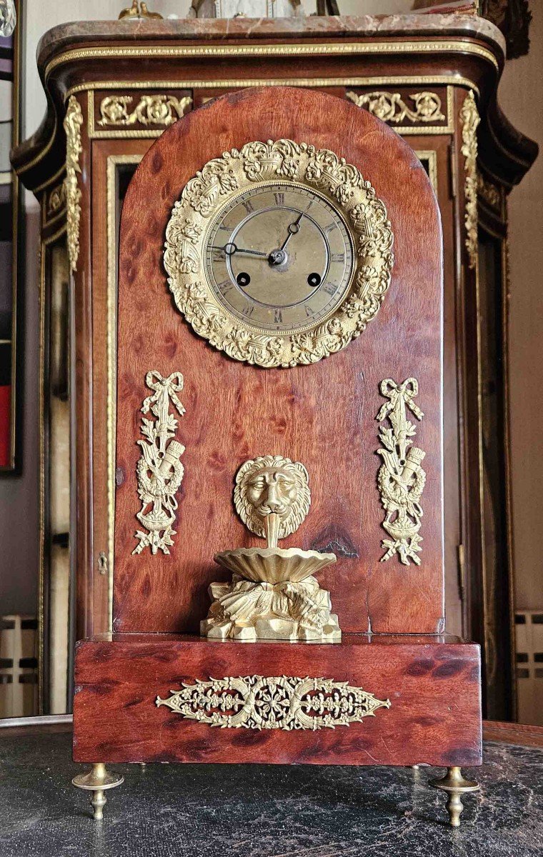 Fountain Pendulum Speckled Mahogany And Gilt Bronze-photo-3