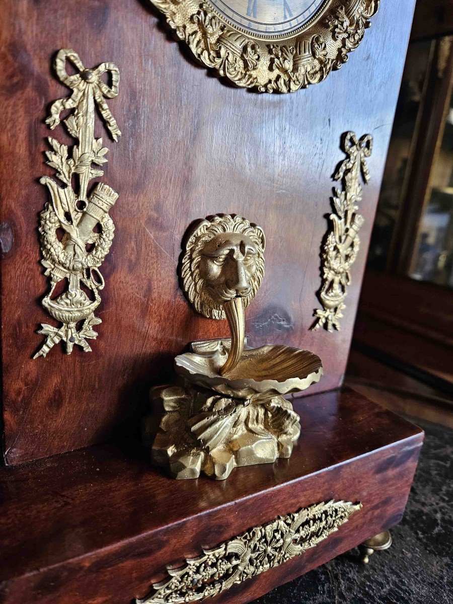 Fountain Pendulum Speckled Mahogany And Gilt Bronze-photo-4