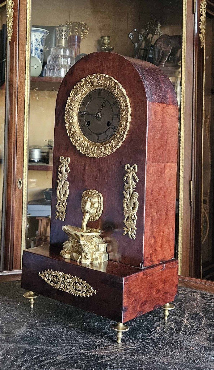 Fountain Pendulum Speckled Mahogany And Gilt Bronze-photo-4