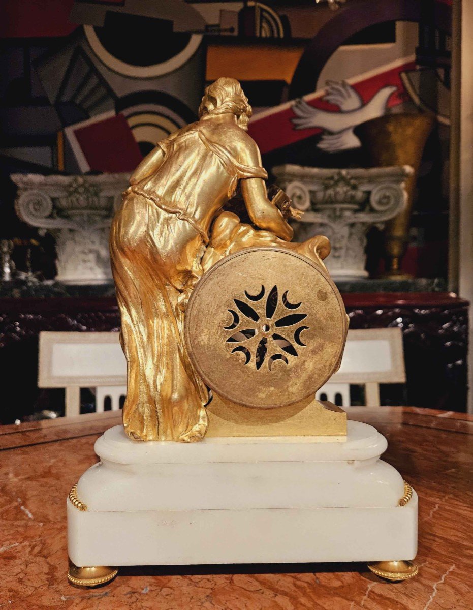 Louis XVI Style Gilt Bronze And White Marble Clock-photo-3