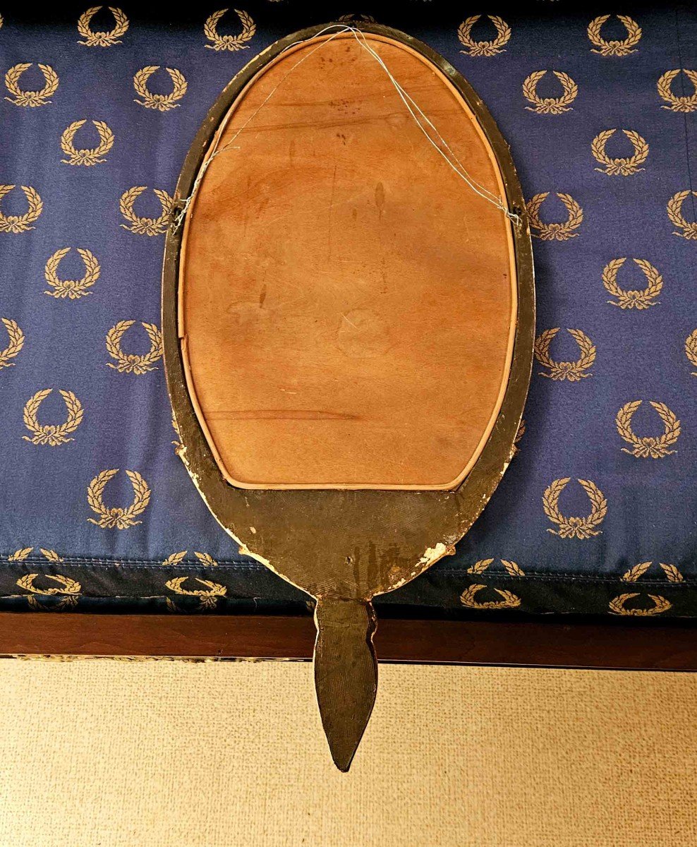 1925 Art Deco Mirror In Gold Leaf Metal-photo-4