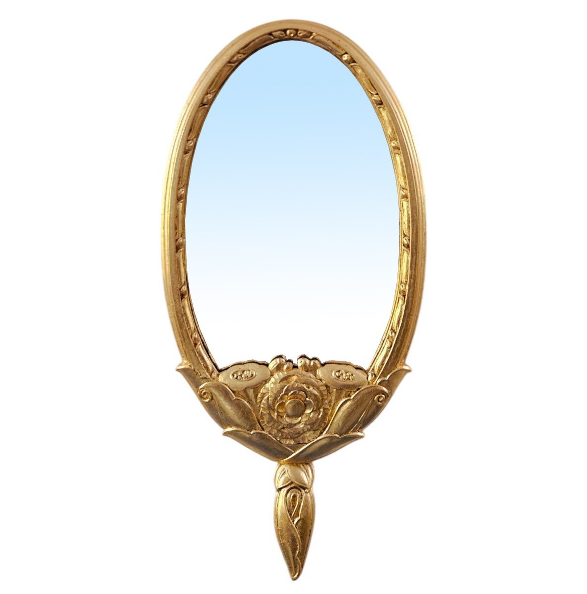 1925 Art Deco Mirror In Gold Leaf Metal