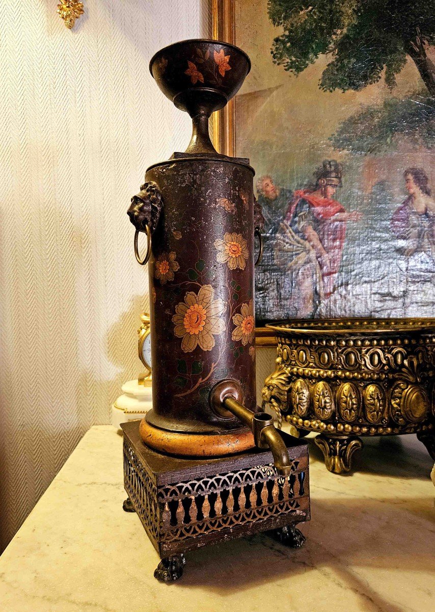 19th Century Painted Sheet Metal Tea Fountain-photo-3