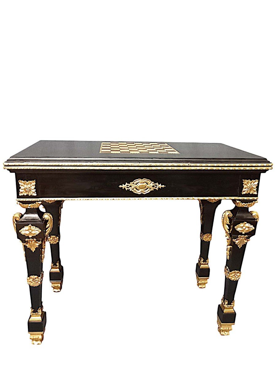 Table à Jeux Louis XIV d'époque Napoléon III-photo-2