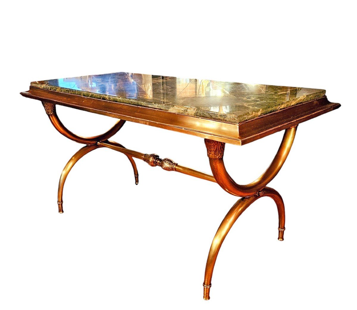 Neoclassical Coffee Table With Curule Base