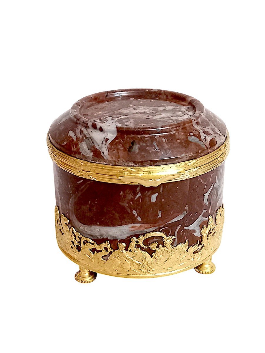 Red Marble And Gilt Bronze Box