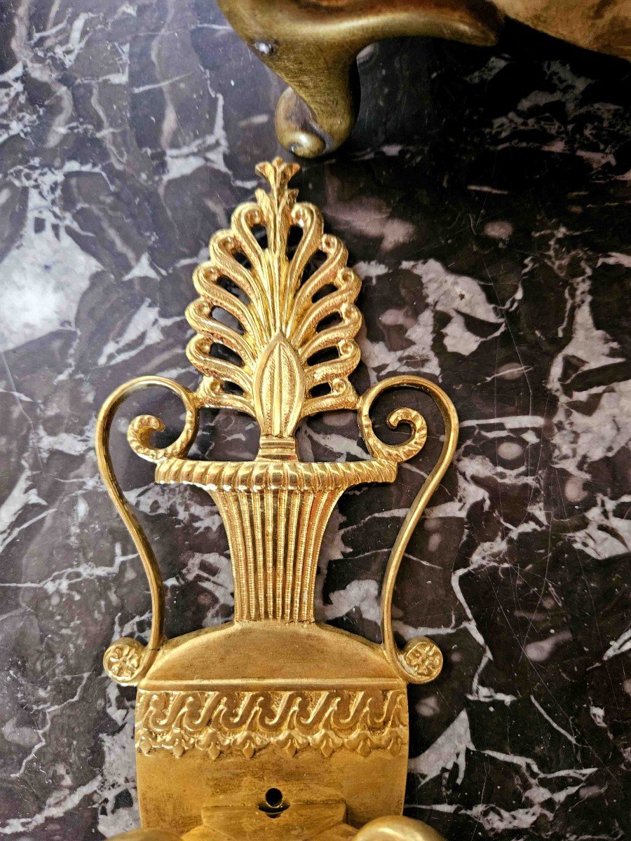 Paire d'Appliques Empire En Bronze Doré-photo-3