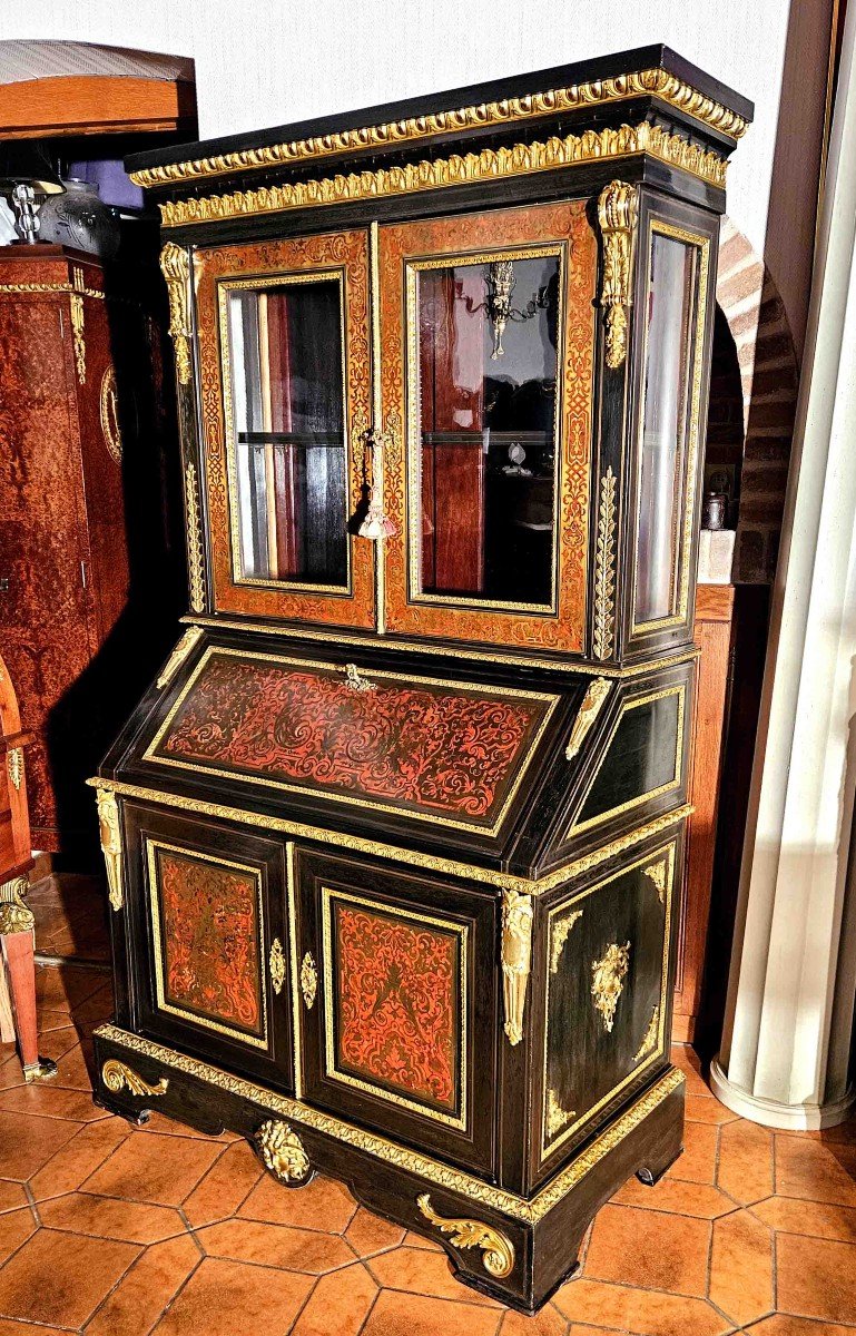 Furniture In Boulle Marquetry And Gilded Bronze, Napoleon III Period-photo-4