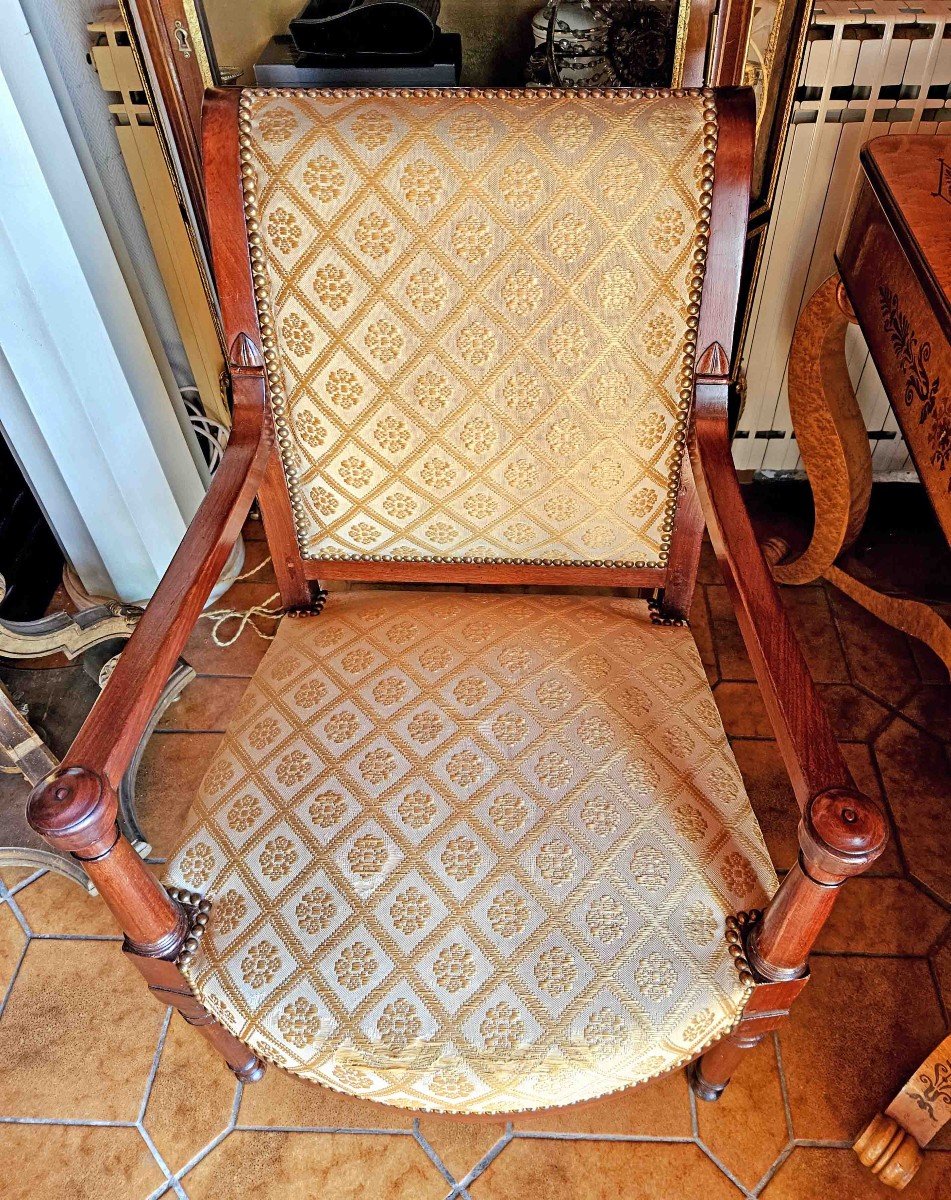 Pair Of Directoire Armchairs, Mahogany, Reversed Back, Circa 1800-photo-2