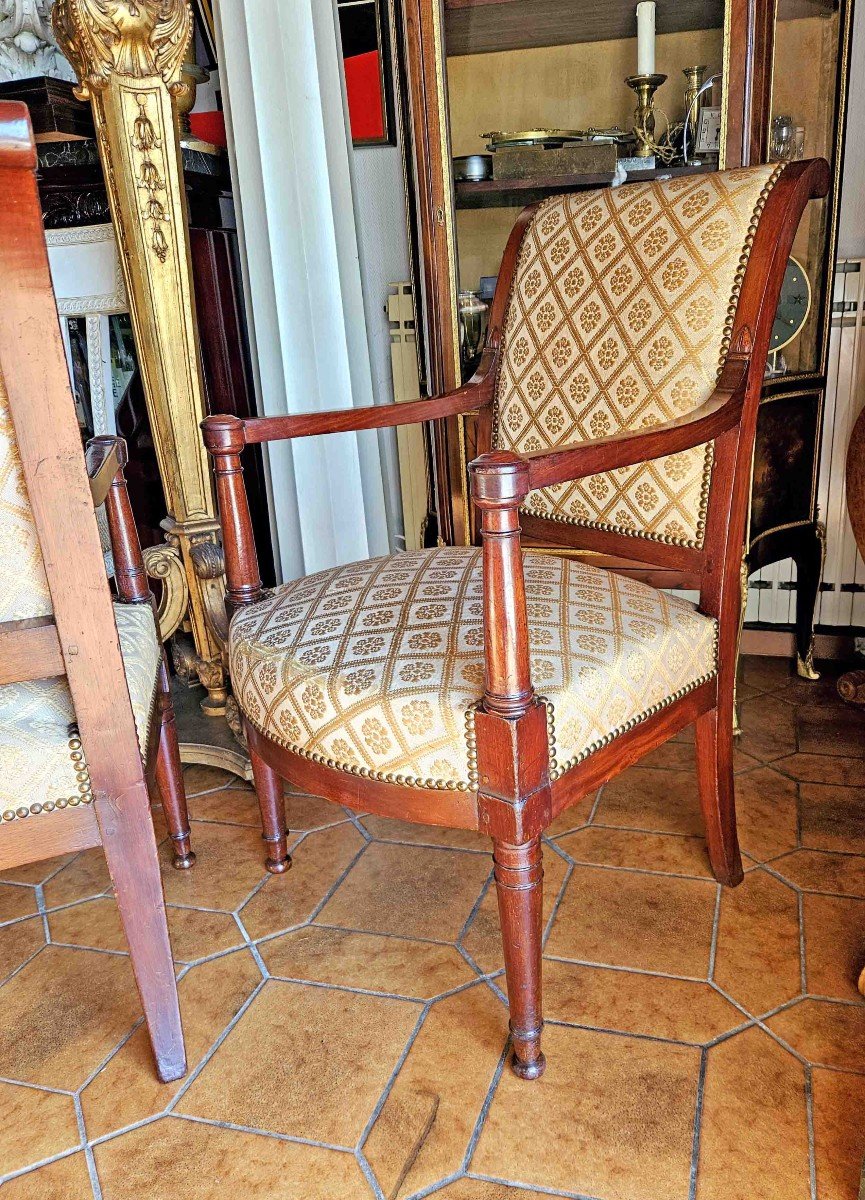 Pair Of Directoire Armchairs, Mahogany, Reversed Back, Circa 1800-photo-3